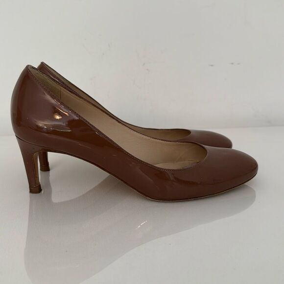 LK Bennett Sybila Pump Heels Women EU 38.5 US 8.5 Patent Leather Brown Shoes - Picture 1 of 6